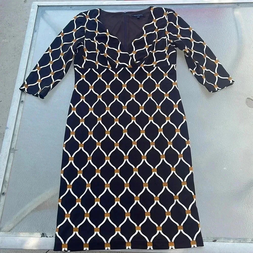 David Meister v-neck fitted dress size 10